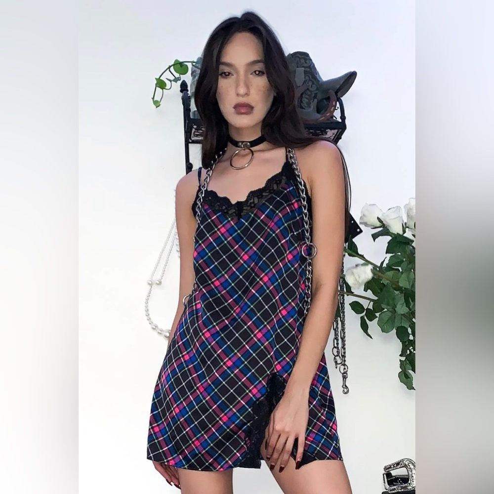 Dollskill mini slip plaid dress